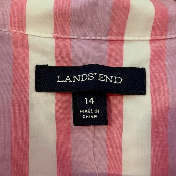 Lands End Pink Purple 3/4 Sleeve Striped Blouse - Picture 6 of 7